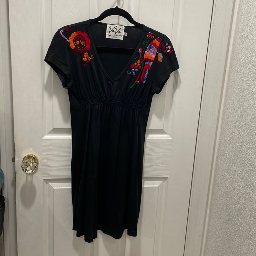 VaVa Black Embroidered Midi Dress by Joy Han